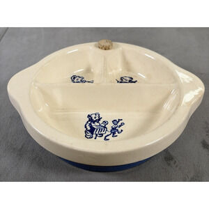 Vintage 1950's Excello Ceramic Blue Bears Baby Food Dish Warmer Bnfts Charity